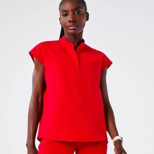 FIGS., BRIGHT RED MANDARIN OVERSIZED SCRUB TOP, women’s size XL